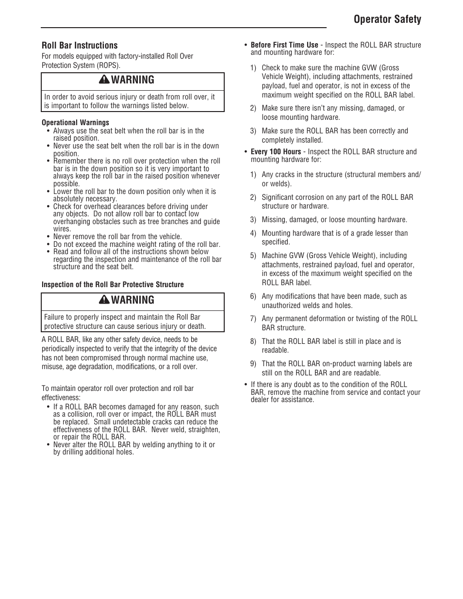 Operator safety, Warning | Simplicity ZT4000 Series User Manual | Page 11 / 44