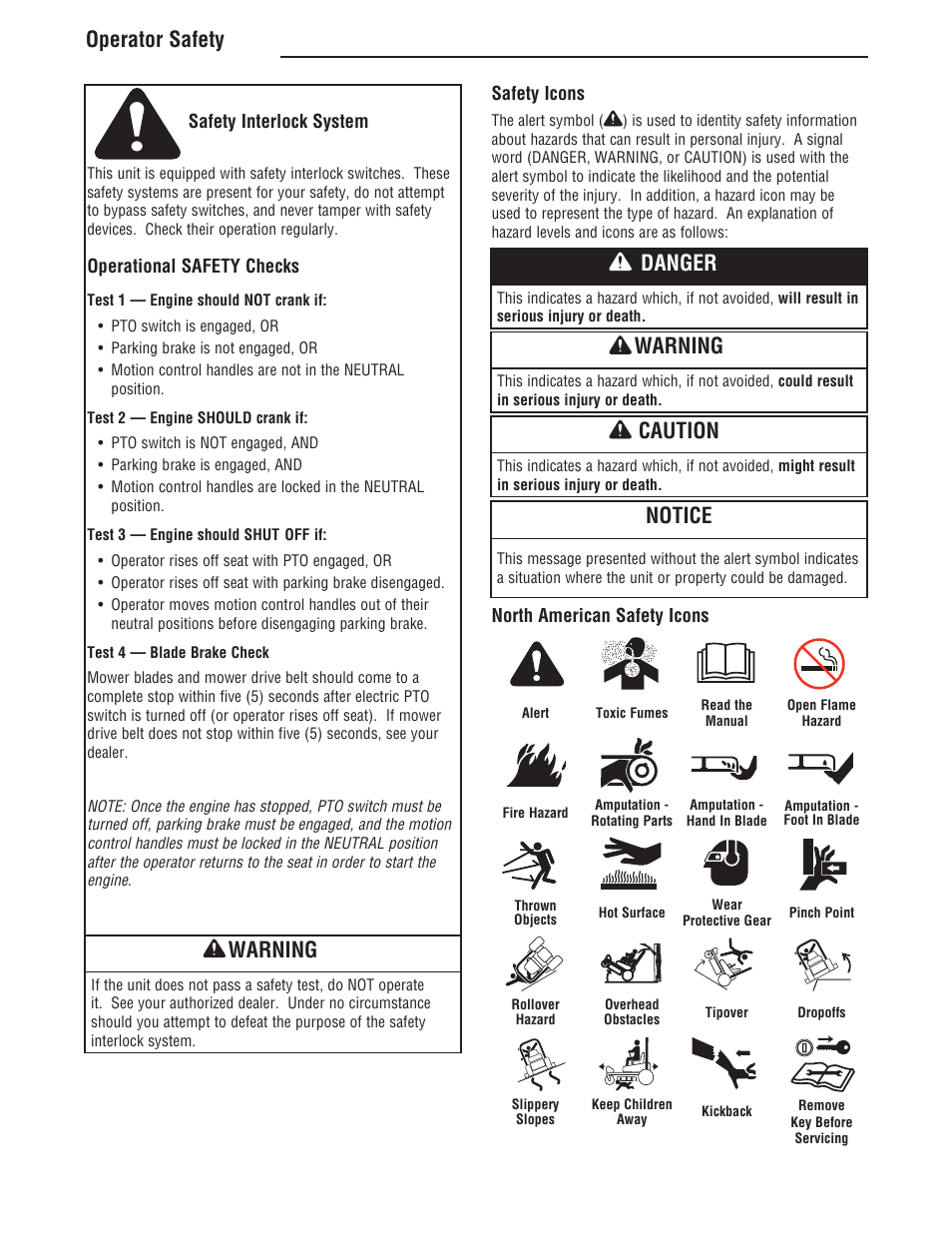 Operator safety, Warning, Danger | Caution, Notice | Simplicity ZT4000 Series User Manual | Page 14 / 44