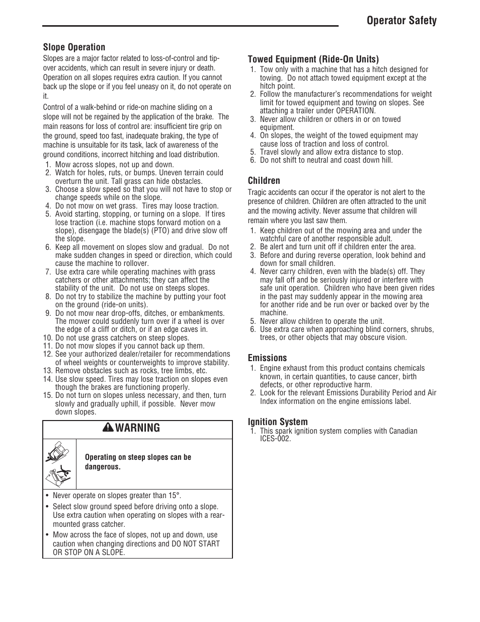 Operator safety warning | Simplicity ZT4000 Series User Manual | Page 9 / 44