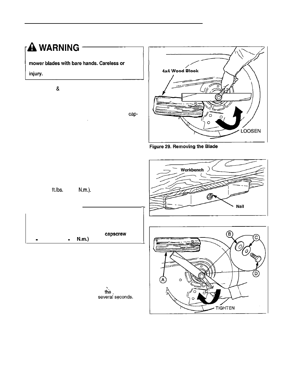 Regular maintenance, Warning, Servicing the mower blades | Blade brake check | Simplicity 14HP User Manual | Page 27 / 50