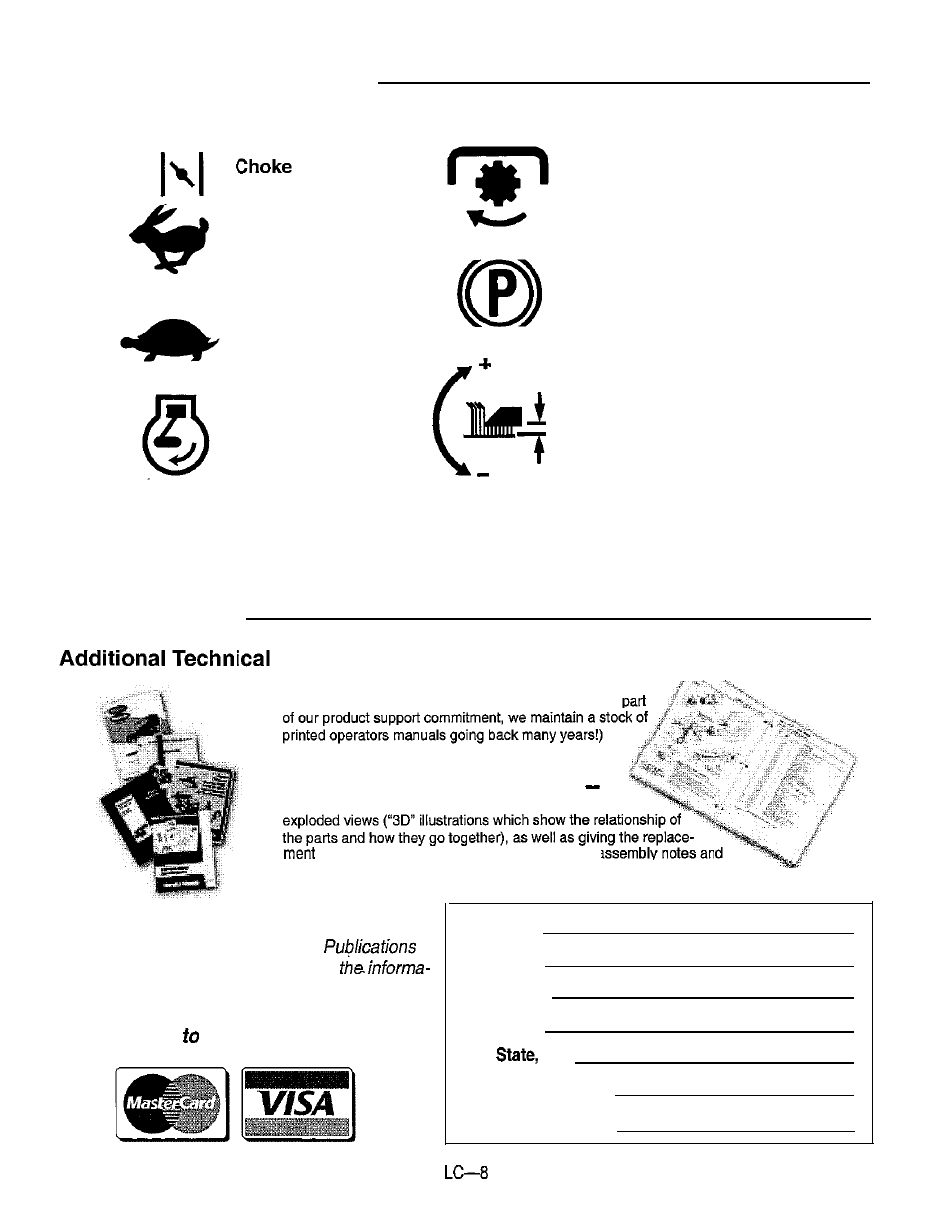 Common international symbols, Technical manuals, Literature available | Simplicity 14HP User Manual | Page 50 / 50