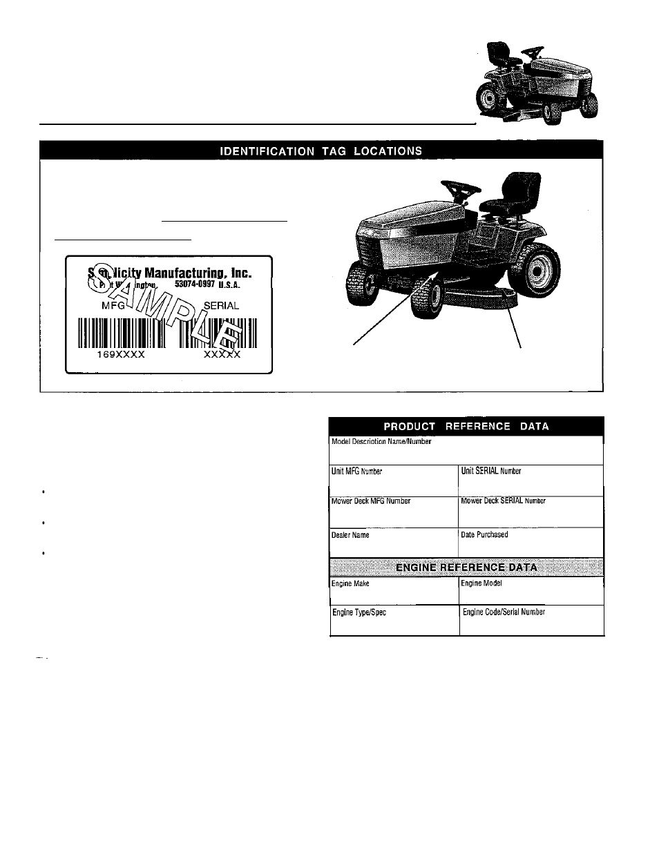 Identification numbers | Simplicity 14HP User Manual | Page 8 / 50