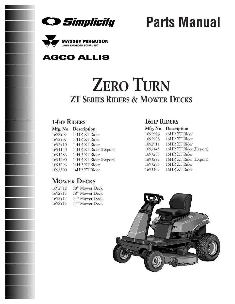 Simplicity ZERO TURN TP 400-2169-01-ZT-SMA User Manual | 46 pages