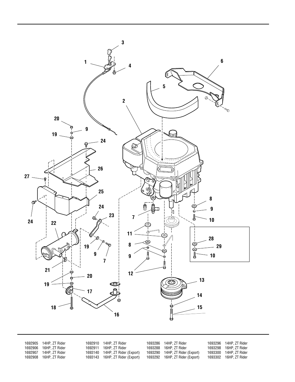 Engine group | Simplicity ZERO TURN TP 400-2169-01-ZT-SMA User Manual | Page 10 / 46