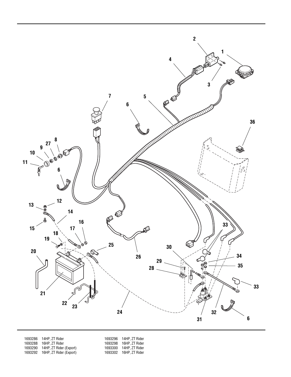 Electrical group without module | Simplicity ZERO TURN TP 400-2169-01-ZT-SMA User Manual | Page 14 / 46
