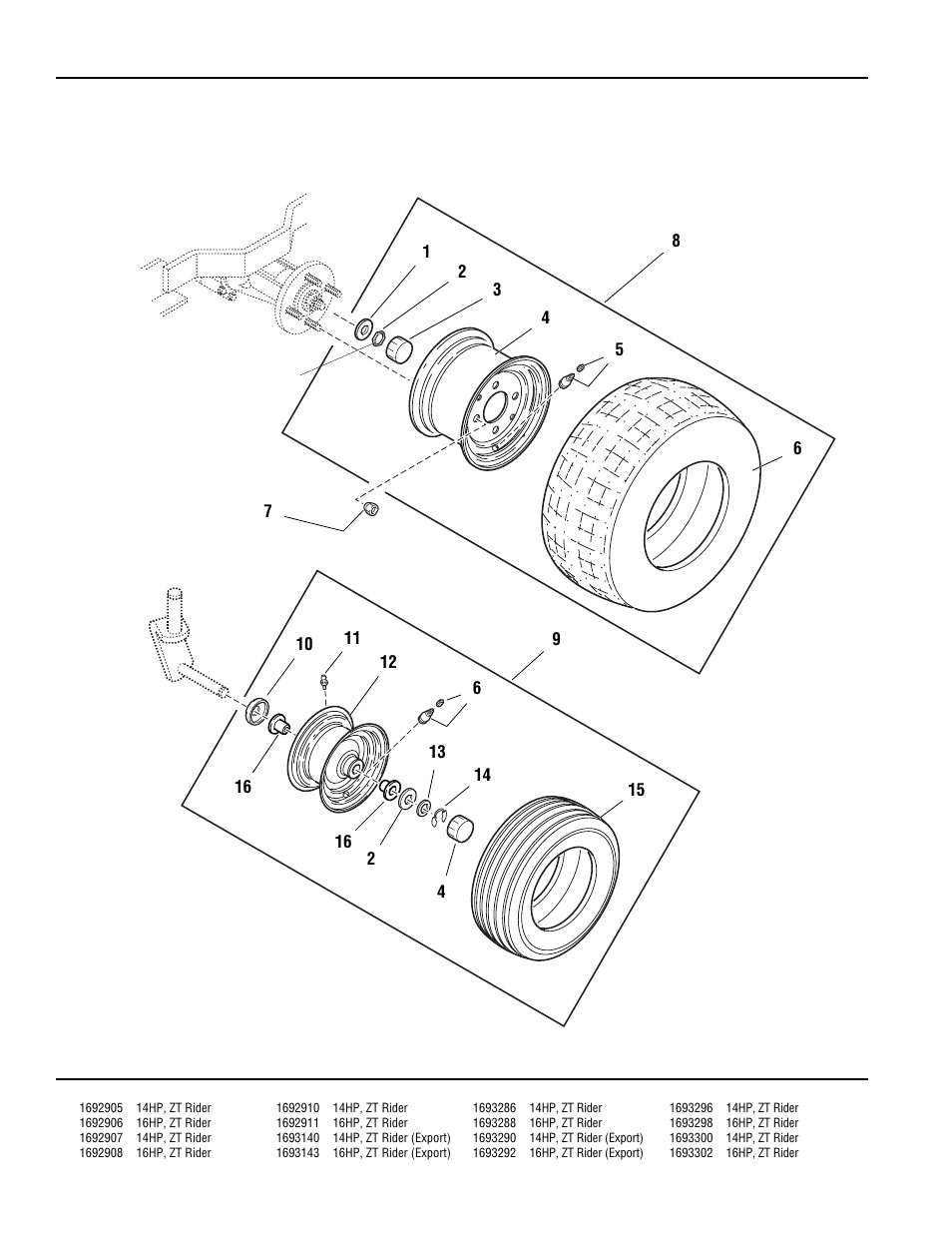 Wheels & tires group | Simplicity ZERO TURN TP 400-2169-01-ZT-SMA User Manual | Page 22 / 46