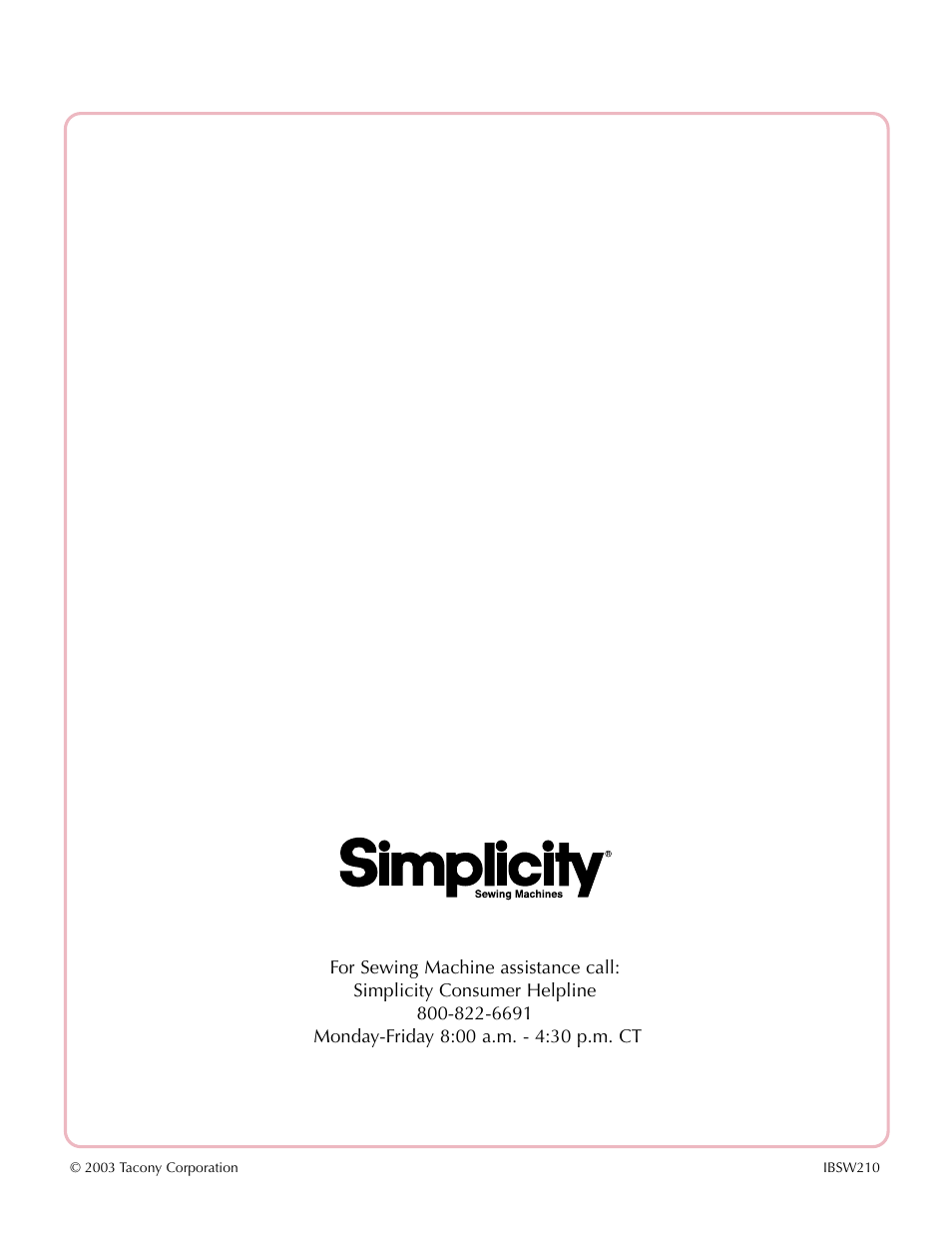 Simplicity sw210 User Manual | Page 35 / 35