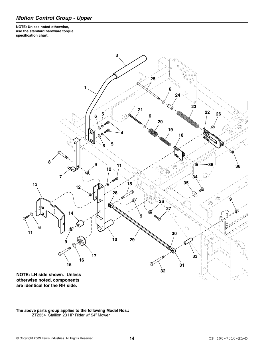 Motion control group - upper | Simplicity ZT2354 User Manual | Page 20 / 53