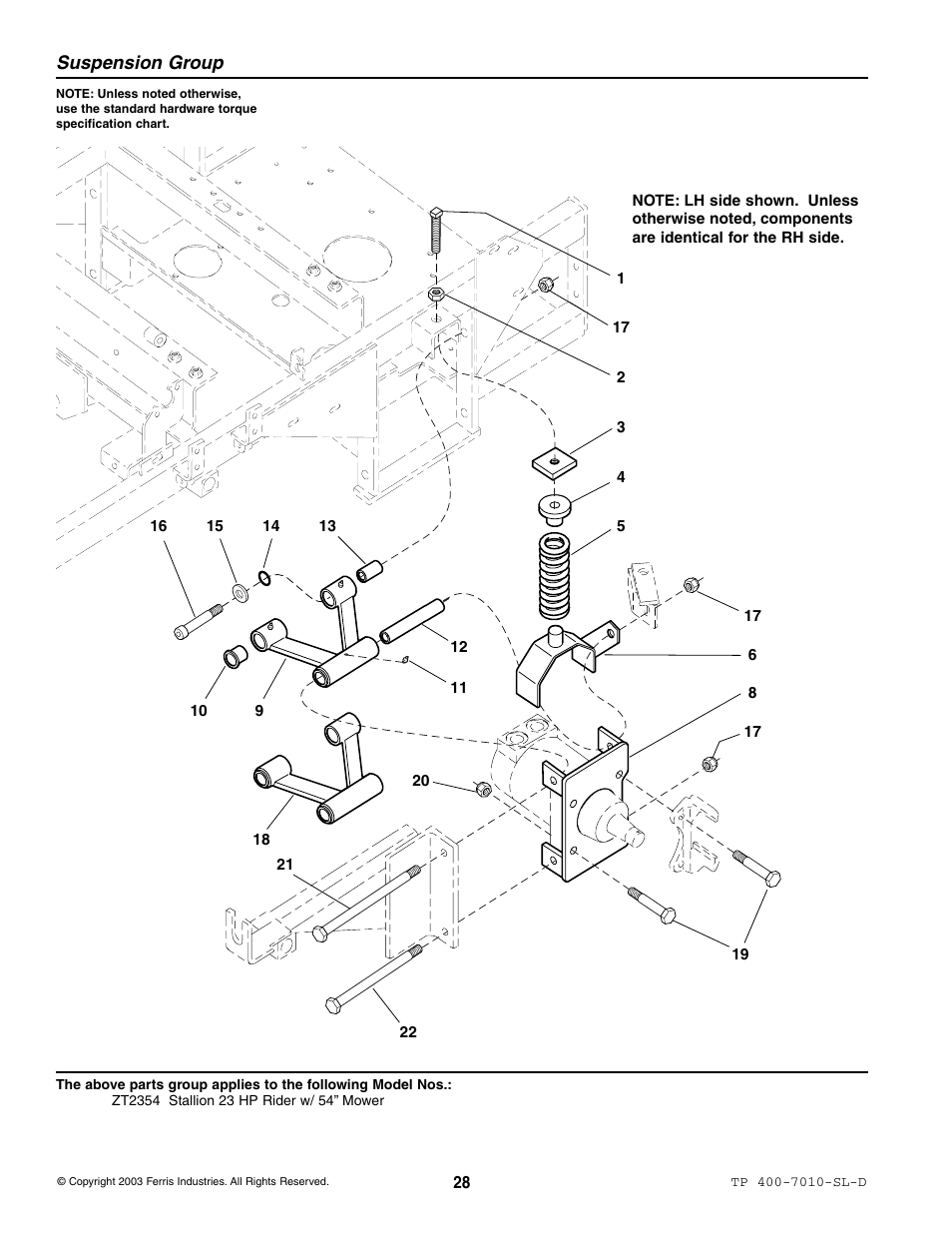 Suspension group | Simplicity ZT2354 User Manual | Page 34 / 53