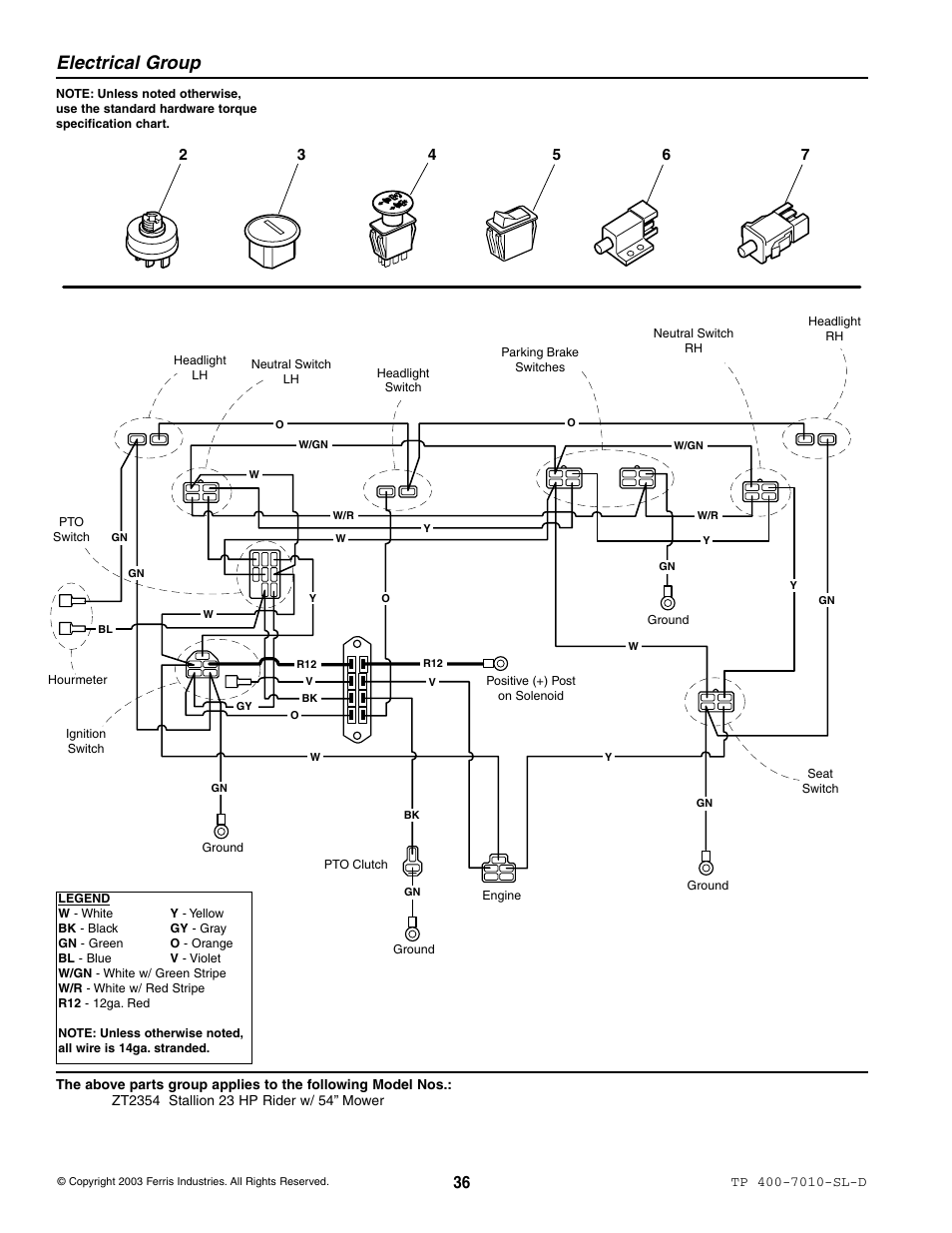 Electrical group | Simplicity ZT2354 User Manual | Page 42 / 53