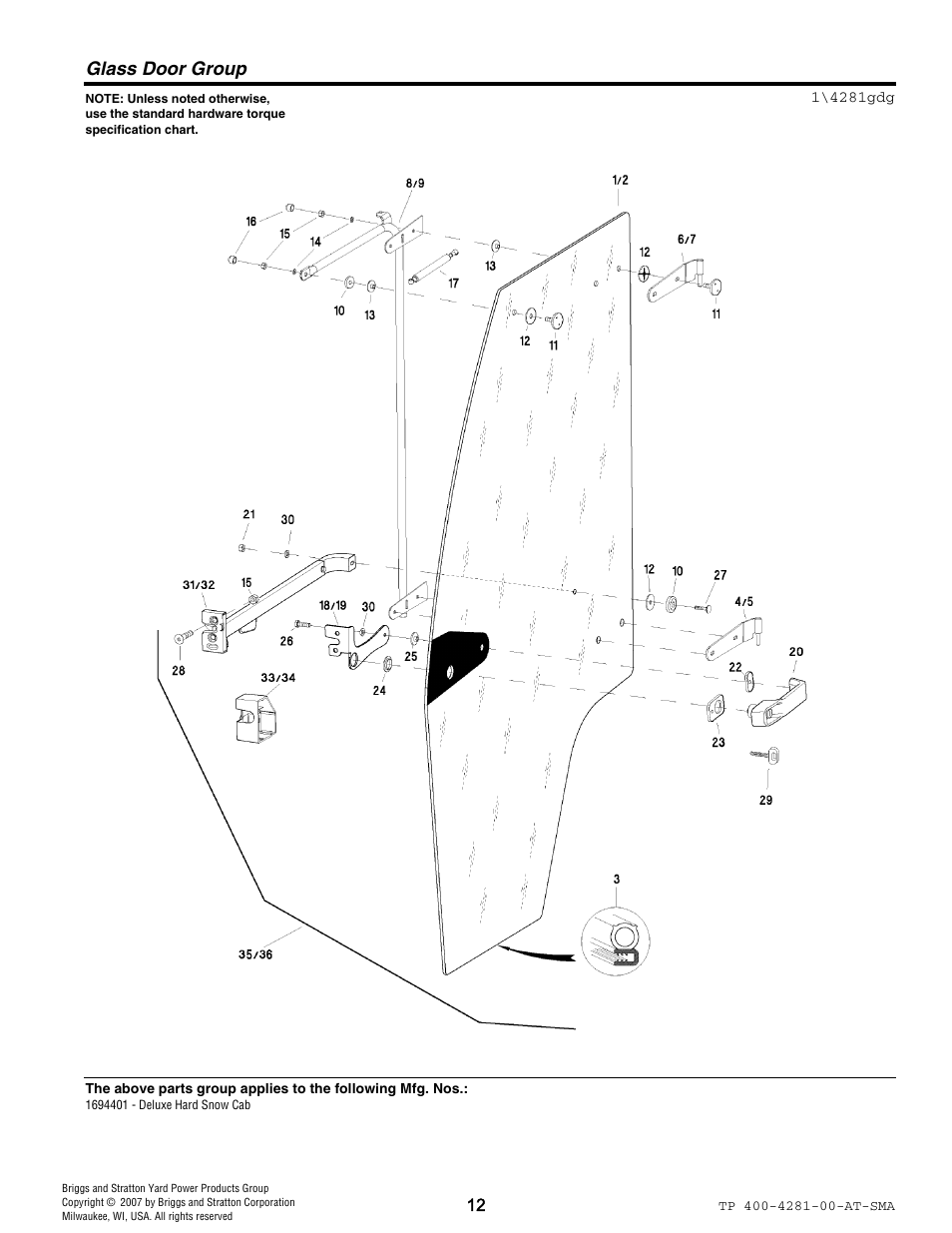 Glass door group | Simplicity 1694401 User Manual | Page 12 / 20