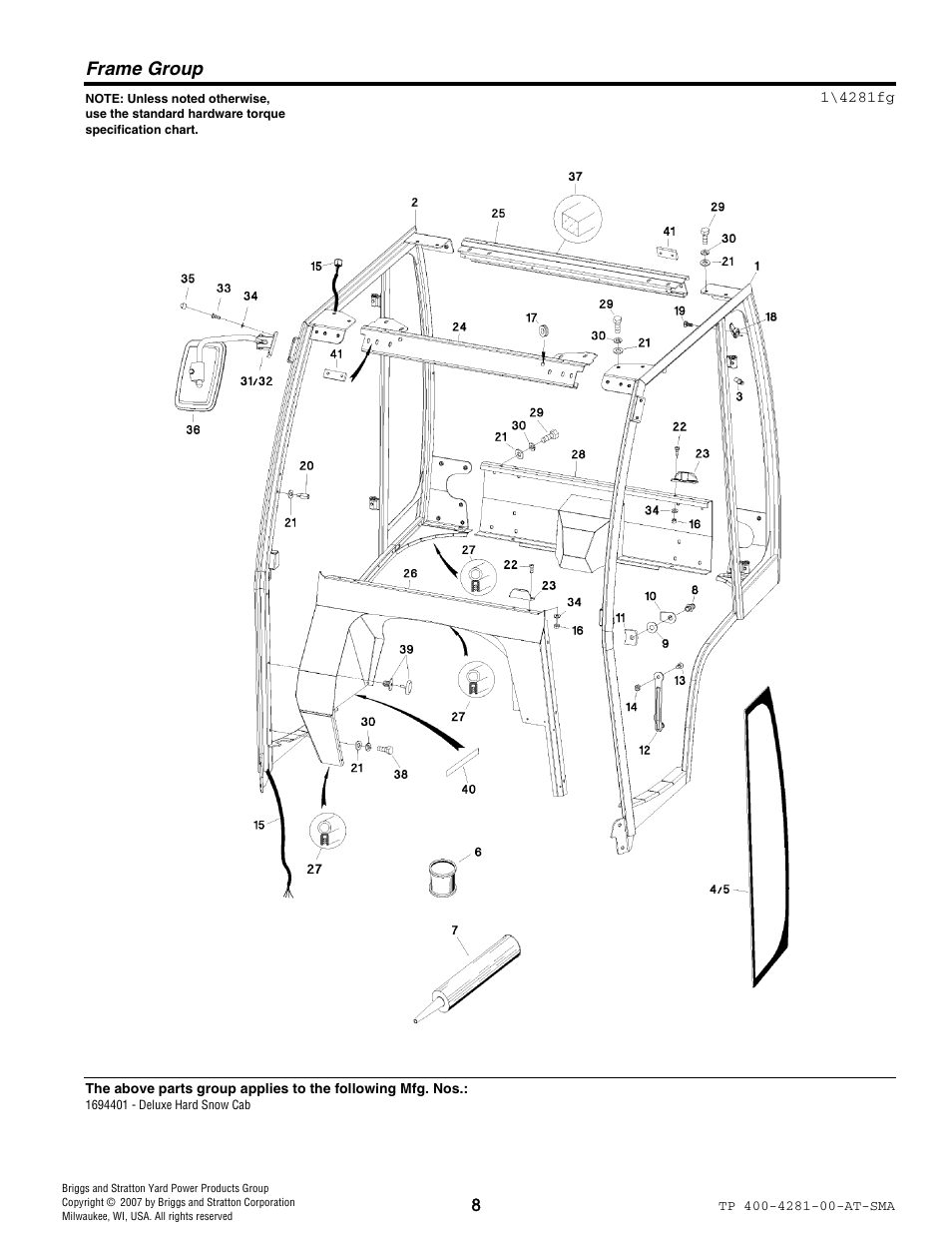 Frame group | Simplicity 1694401 User Manual | Page 8 / 20