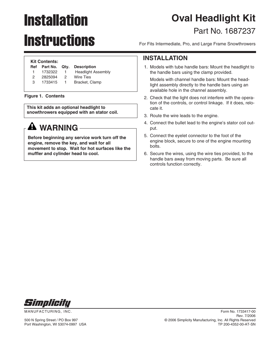 Simplicity 1687237 User Manual | 1 page