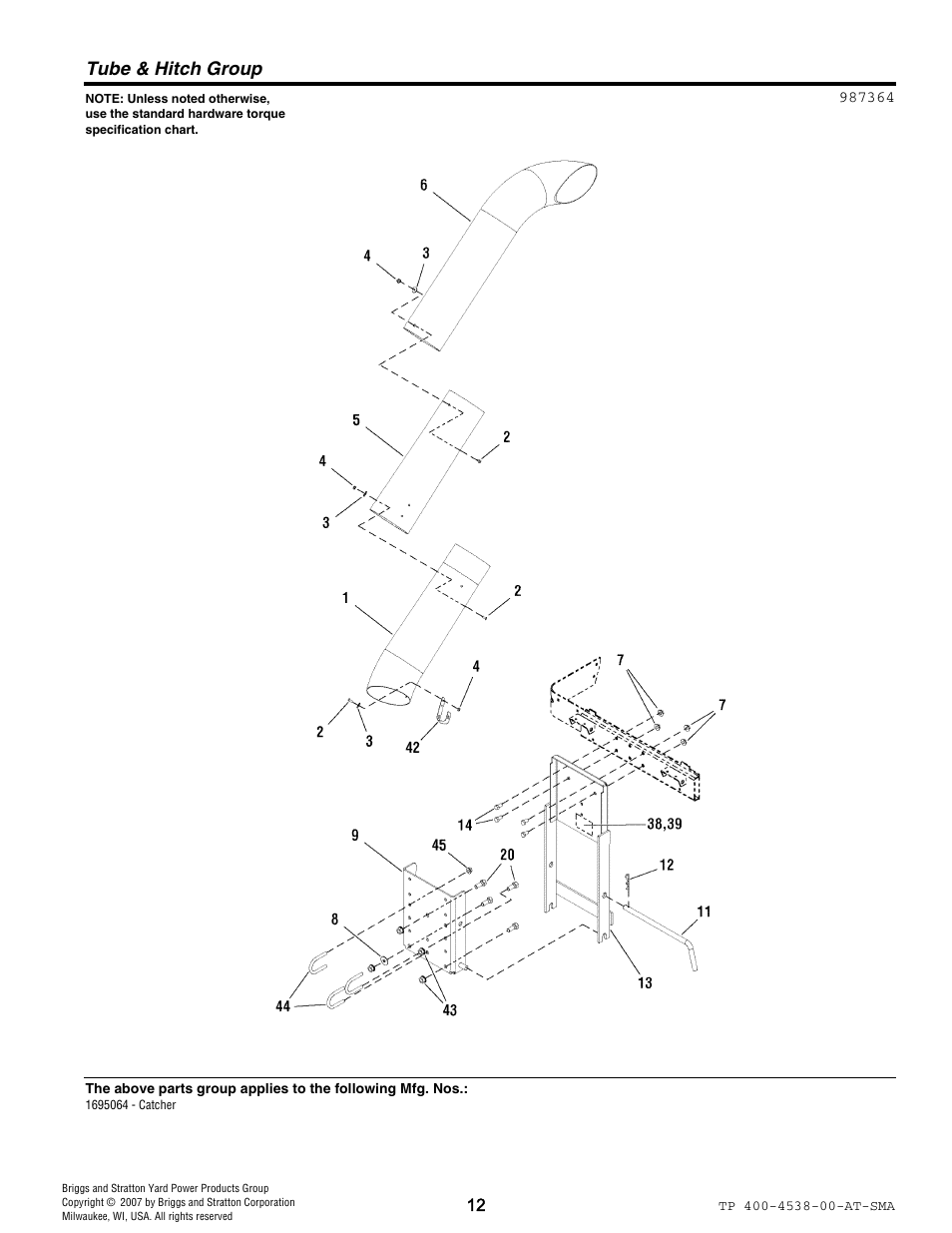 Tube & hitch group | Simplicity 1734817 User Manual | Page 12 / 16