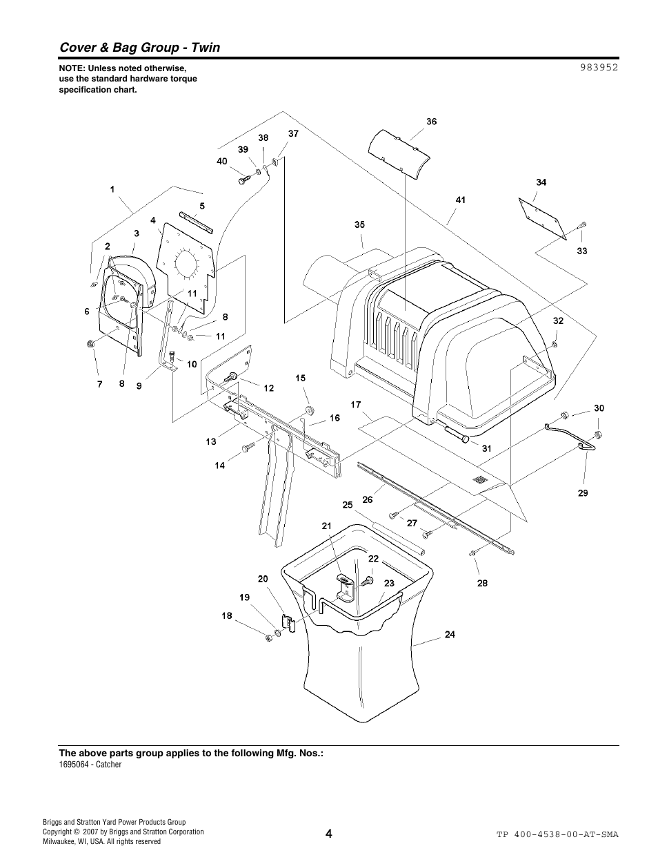Cover & bag group - twin | Simplicity 1734817 User Manual | Page 4 / 16