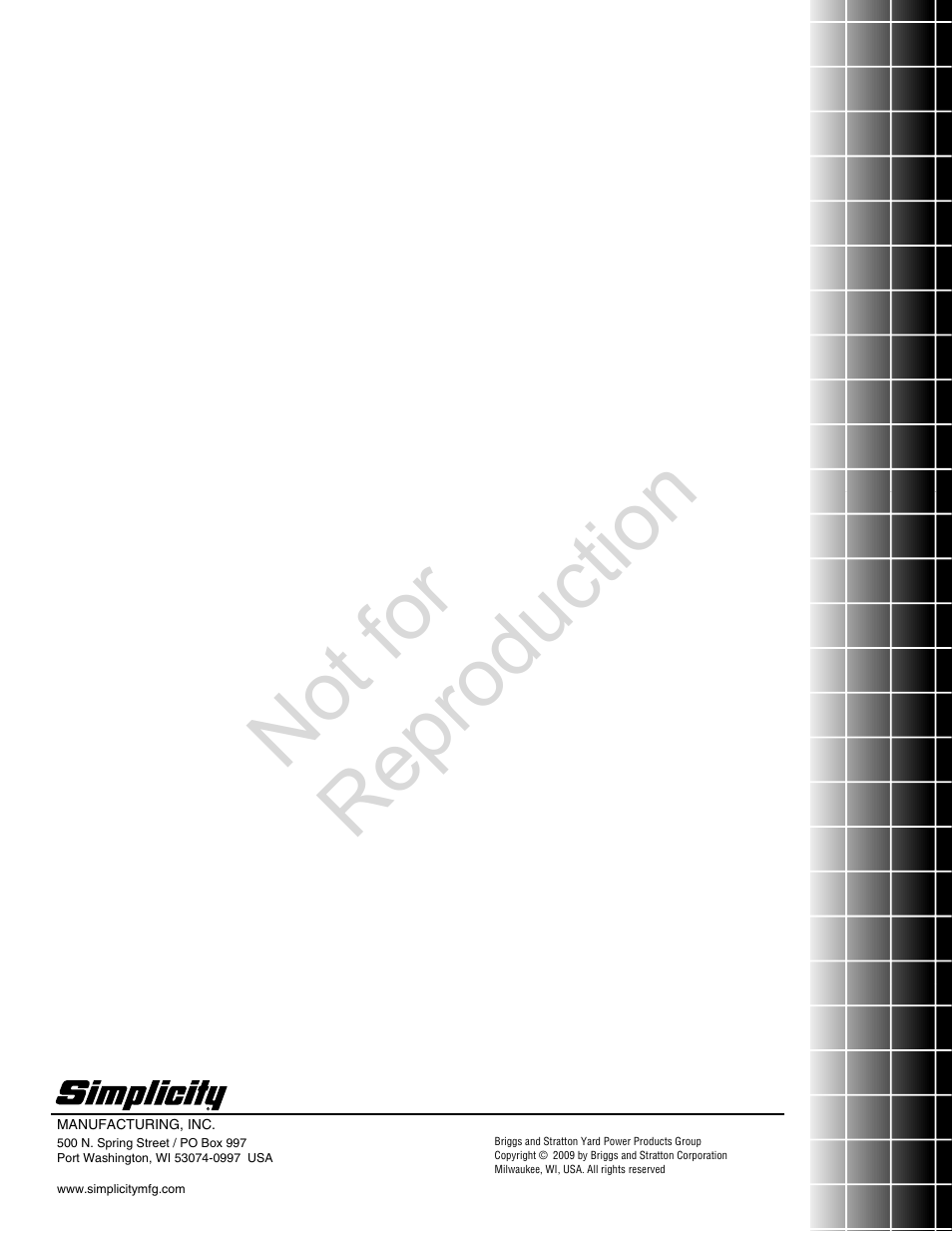 Not for reproduction | Simplicity ZT4000 User Manual | Page 52 / 52