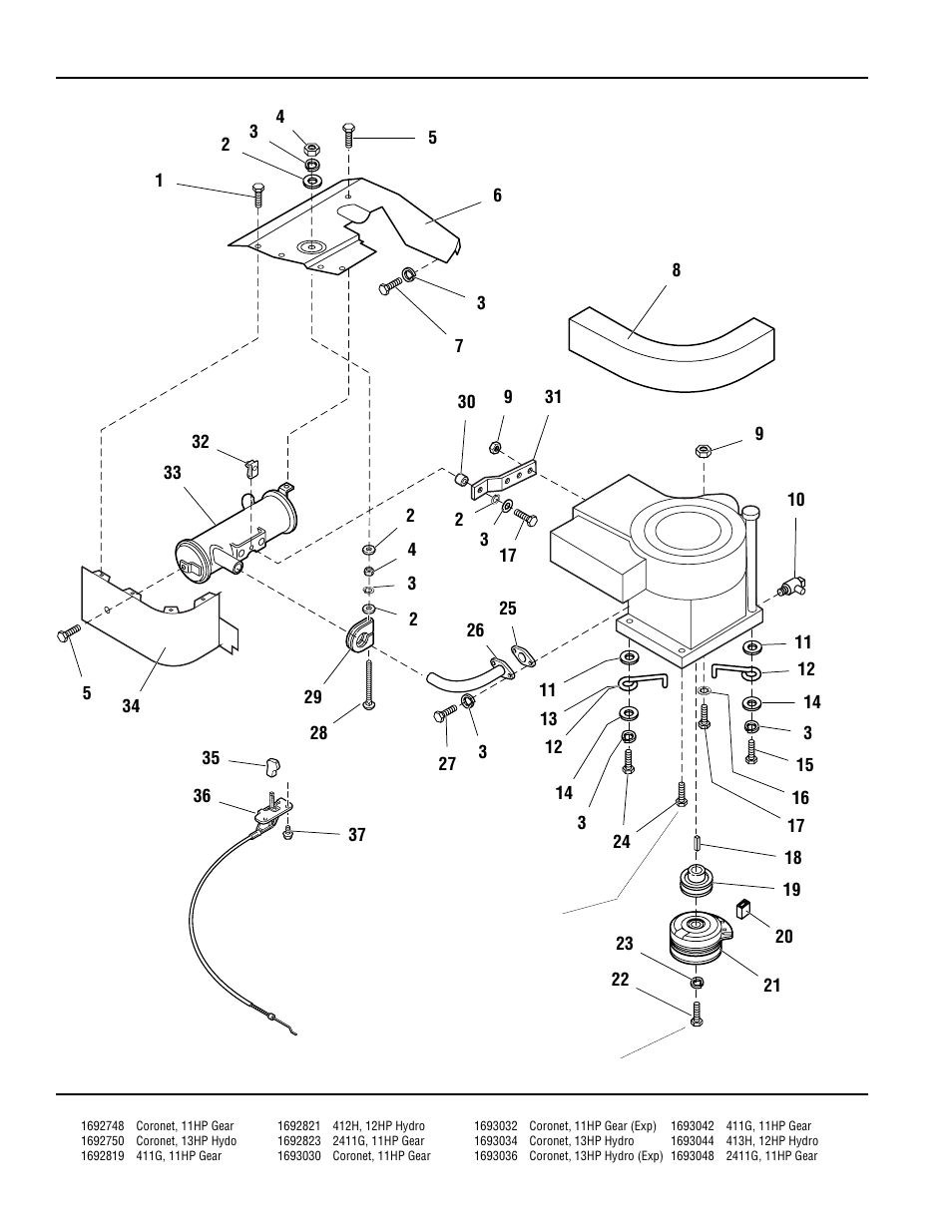 Engine group - briggs & stratton models | Simplicity CORONET 400 User Manual | Page 22 / 78
