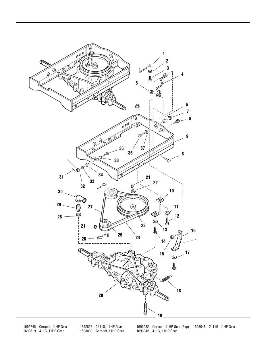 Transmission & carrier - gear models | Simplicity CORONET 400 User Manual | Page 30 / 78