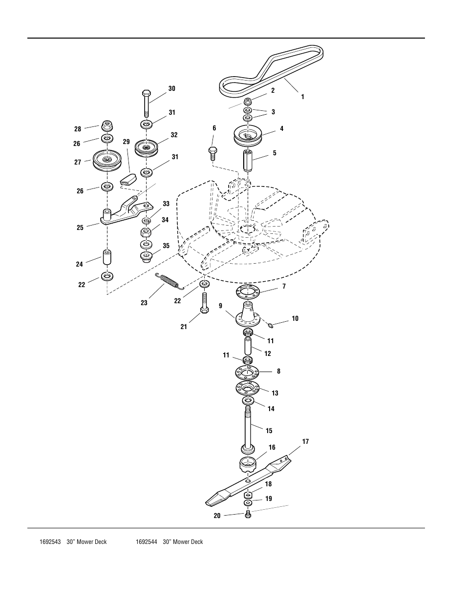 30” mower deck - drive & arbor | Simplicity CORONET 400 User Manual | Page 54 / 78