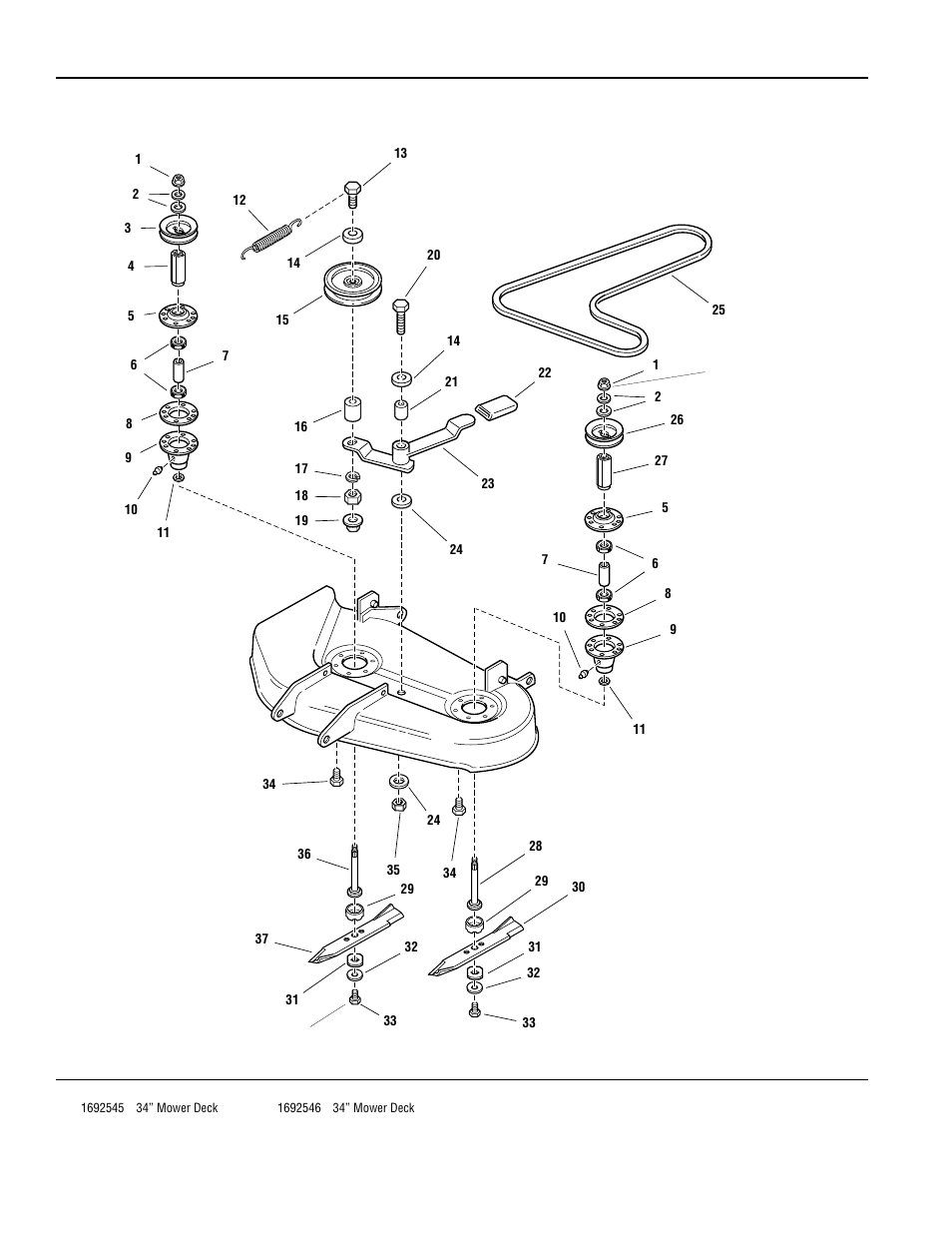 34” mower deck - drive & arbor | Simplicity CORONET 400 User Manual | Page 60 / 78