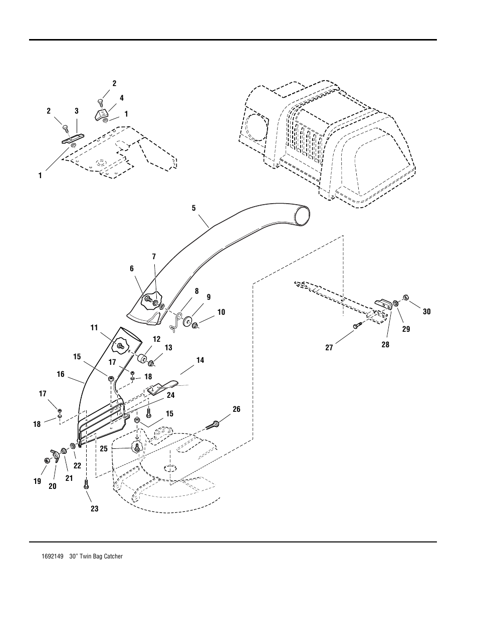 30” twin bag catcher - adapter & tube | Simplicity CORONET 400 User Manual | Page 66 / 78