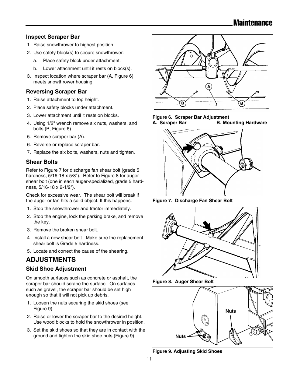 Maintenance, Adjustments | Simplicity 1694404 User Manual | Page 13 / 24