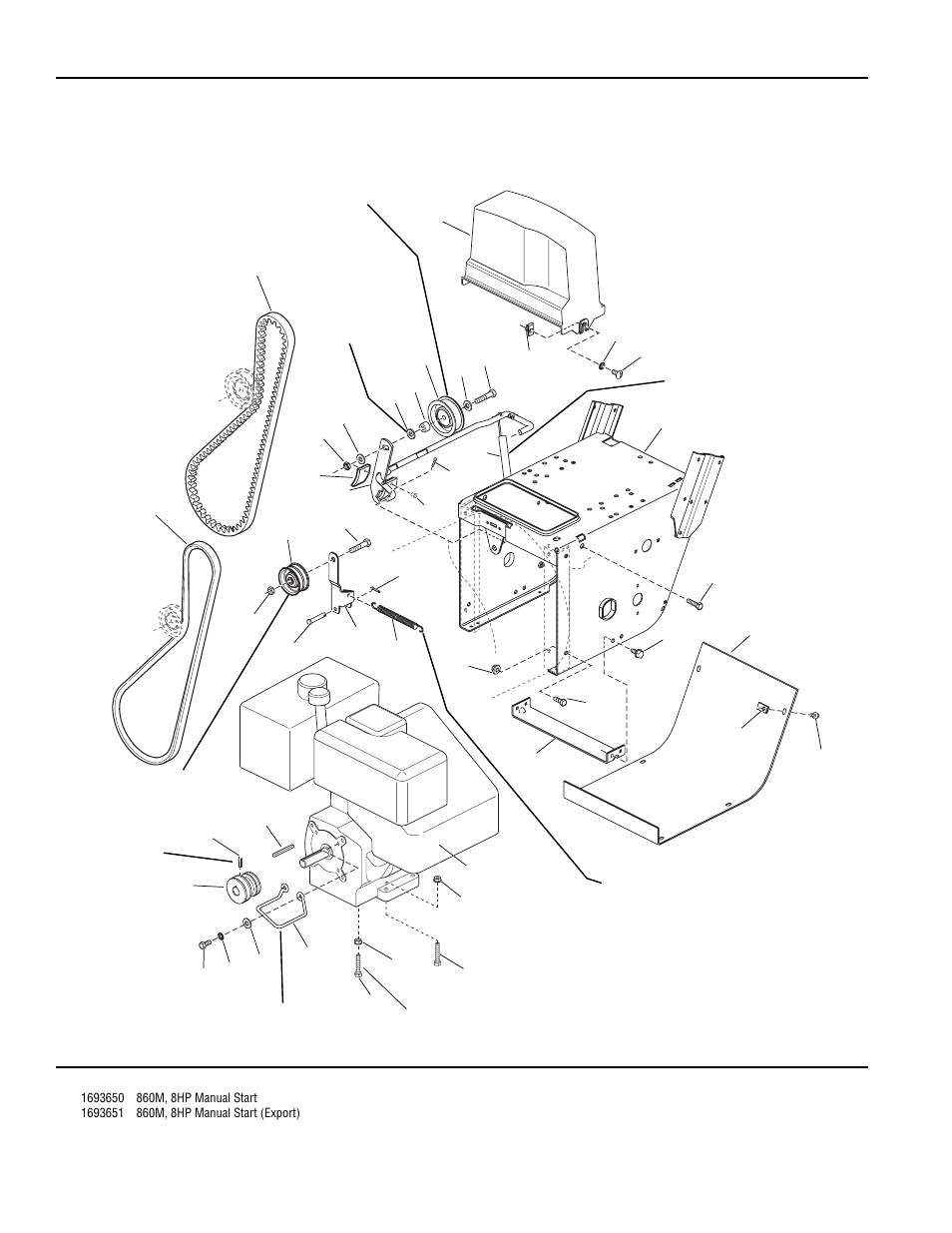 Engine & frame group - 8hp, manual start | Simplicity 1180 User Manual | Page 18 / 86