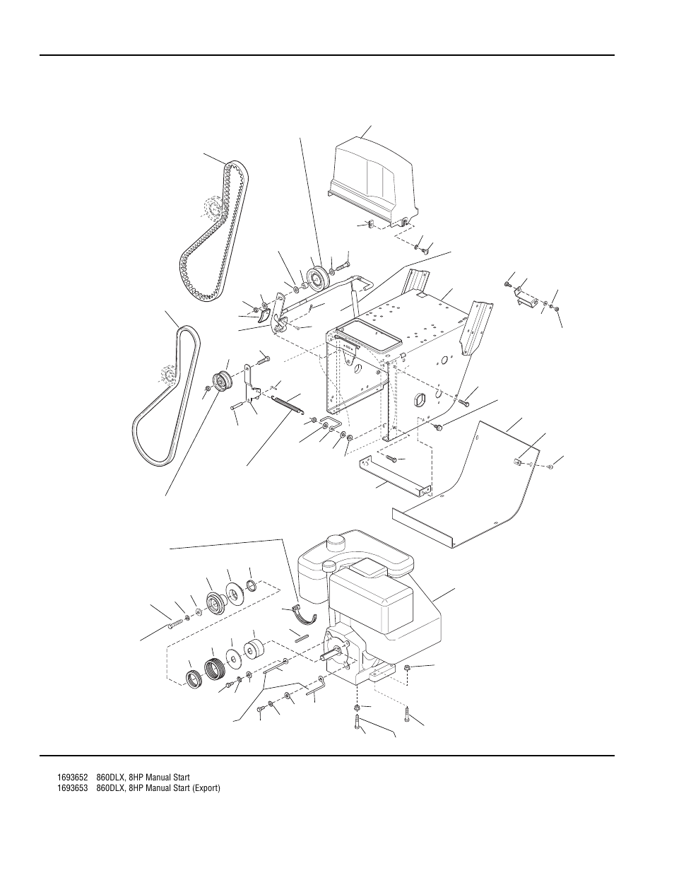 Engine & frame group - 8hp, manual start | Simplicity 1180 User Manual | Page 22 / 86