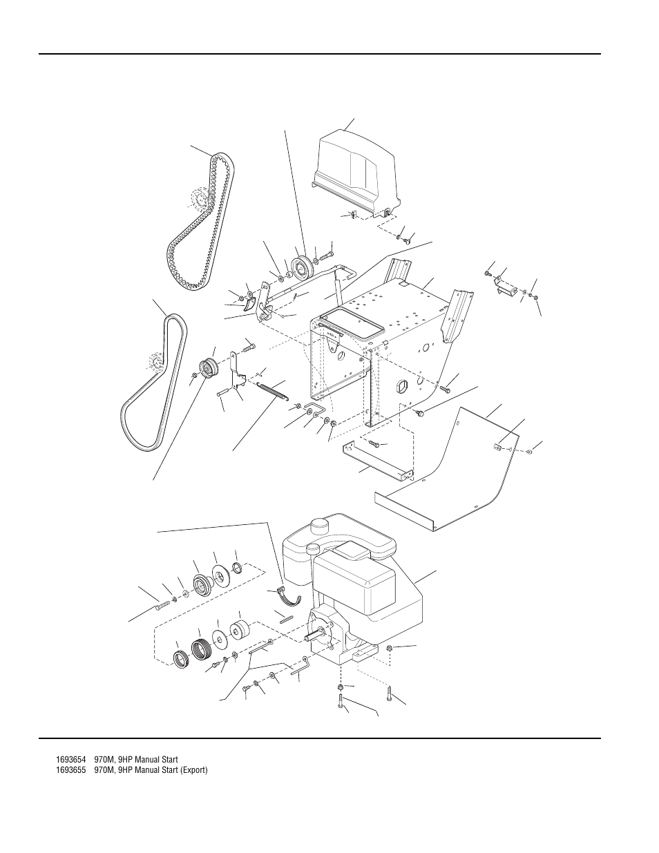 Engine & frame group - 9hp, manual start | Simplicity 1180 User Manual | Page 34 / 86