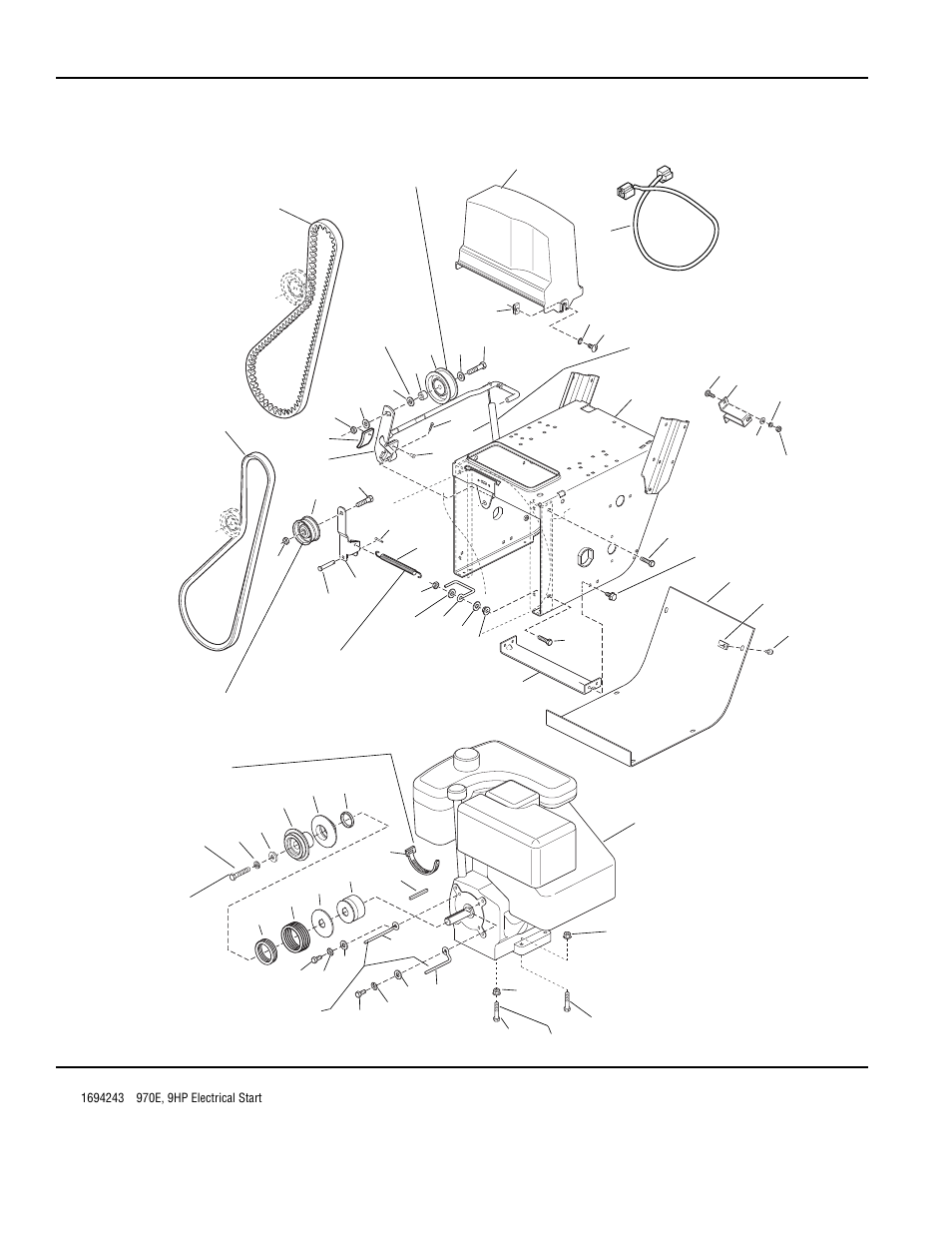 Engine & frame group - 9hp, electric start | Simplicity 1180 User Manual | Page 38 / 86