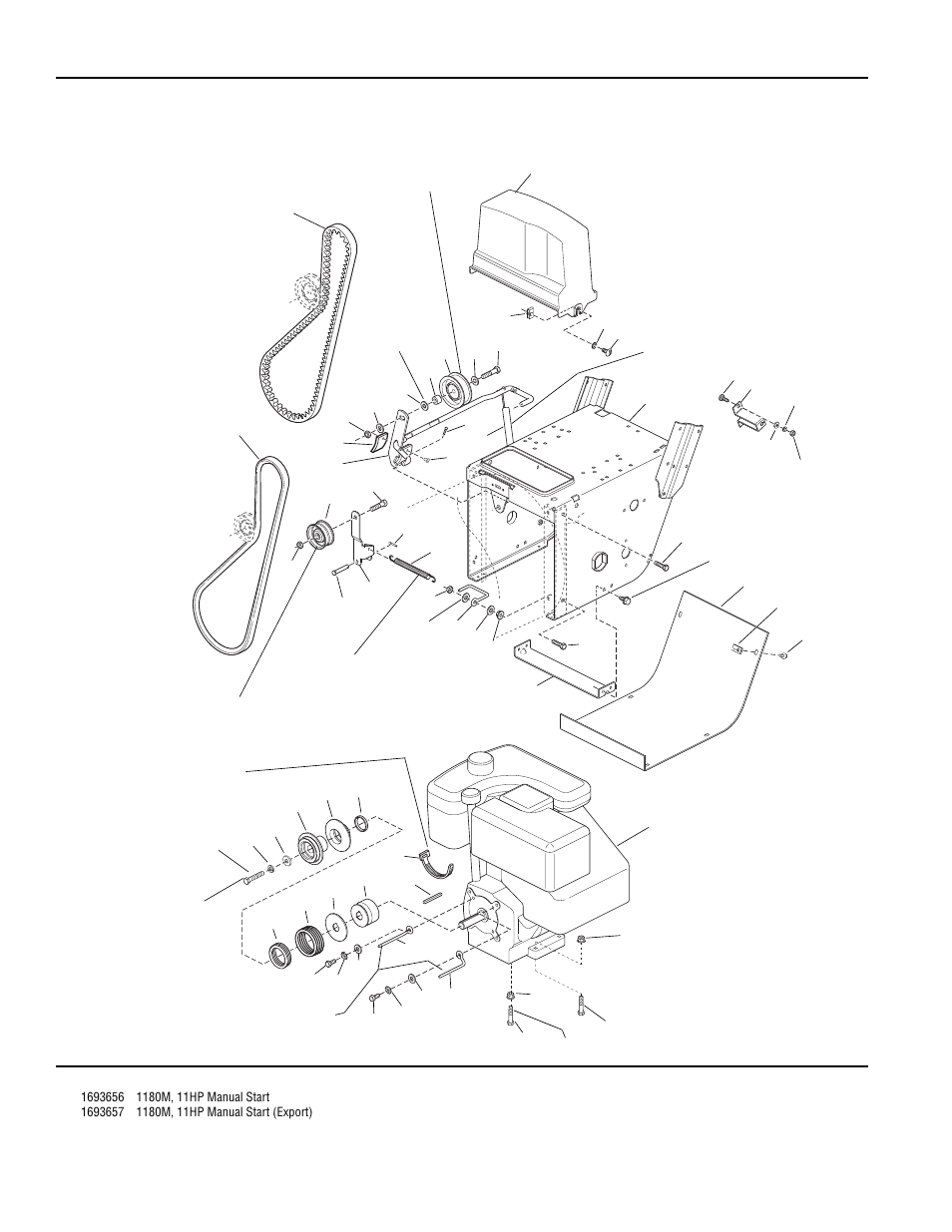 Engine & frame group - 11hp, manual start | Simplicity 1180 User Manual | Page 40 / 86