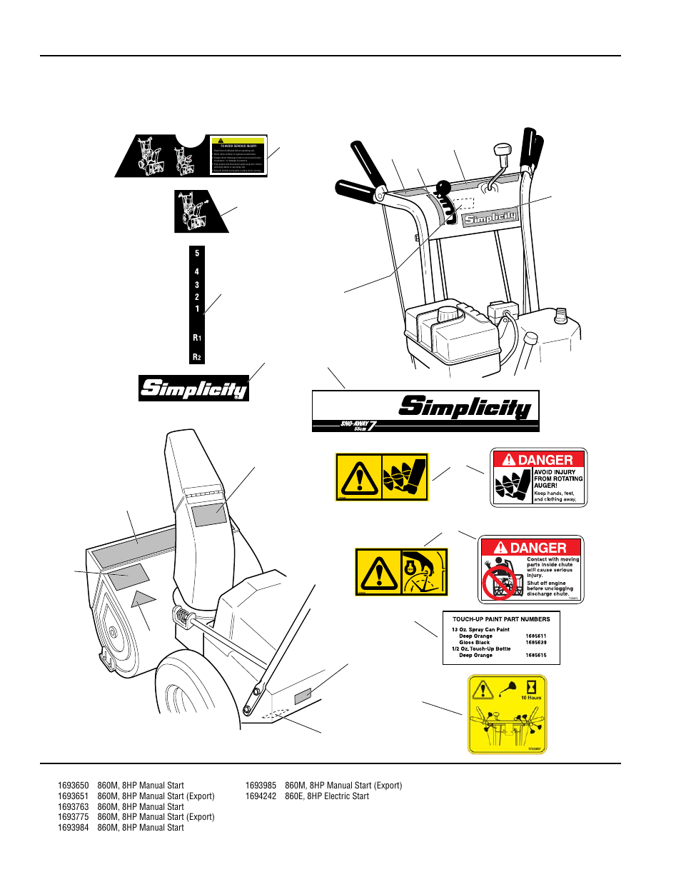 Decals group - 860 | Simplicity 1180 User Manual | Page 72 / 86