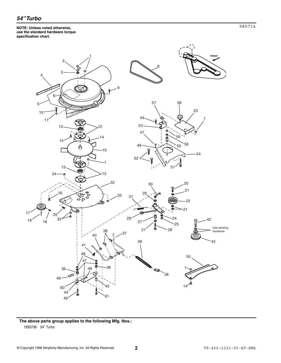 54” turbo | Simplicity 1693706 User Manual | Page 2 / 6