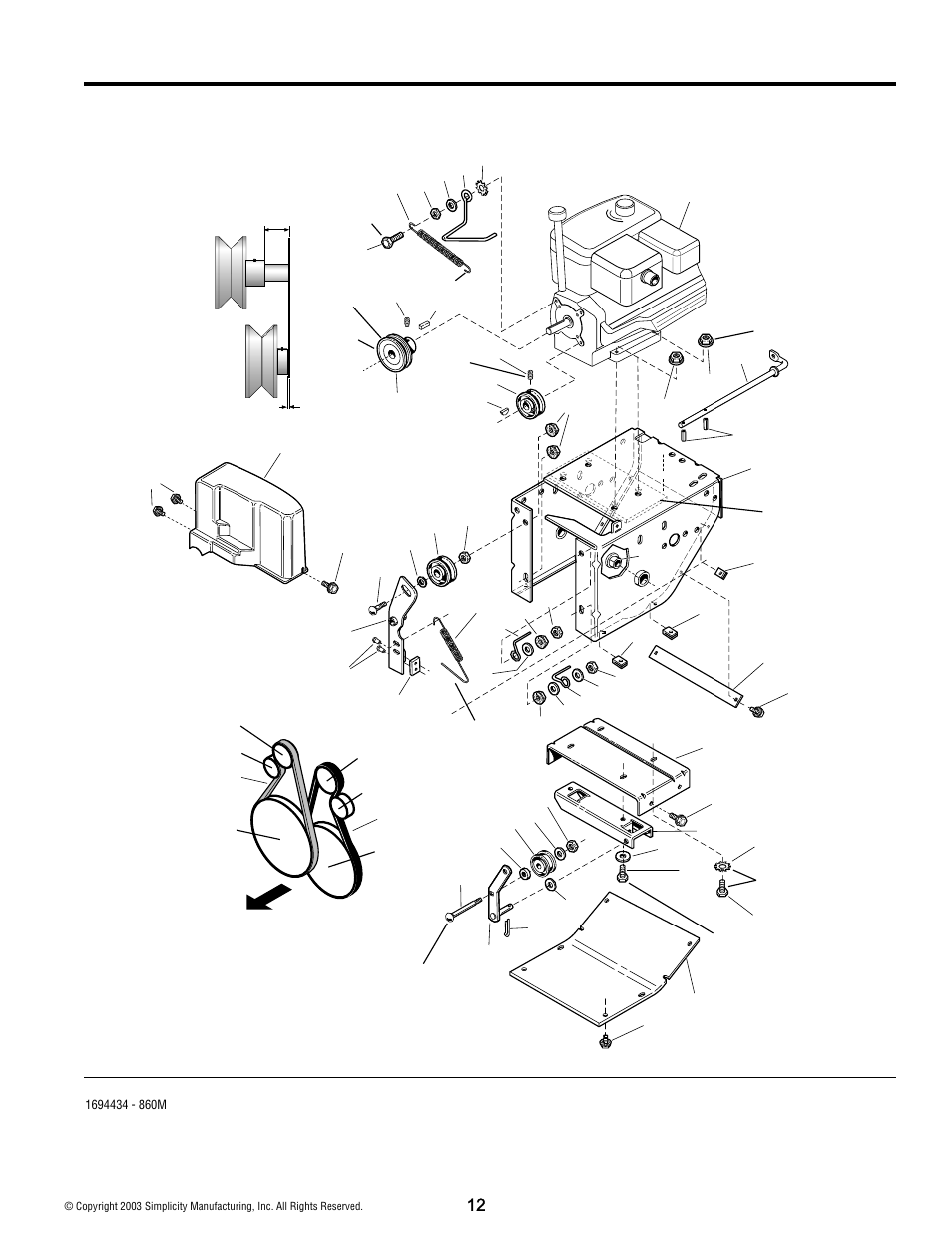 Engine and frame group - 8hp manual start | Simplicity 1694434 User Manual | Page 12 / 30