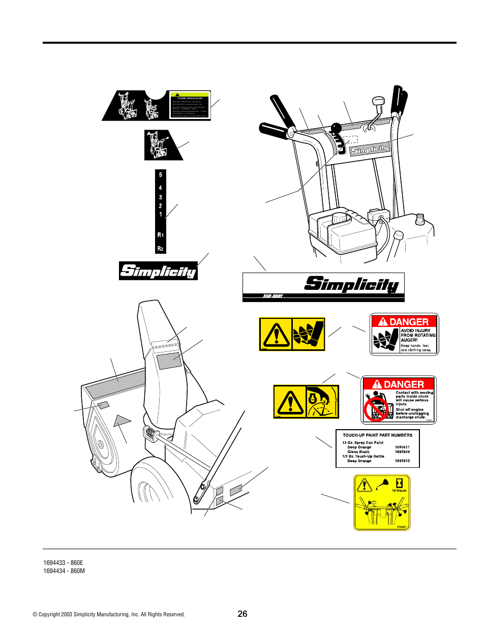 Decals group - 860 | Simplicity 1694434 User Manual | Page 26 / 30