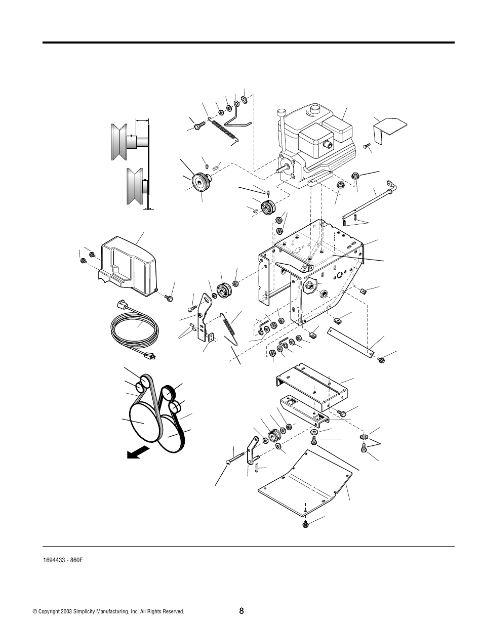 Engine and frame group - 8hp electric start | Simplicity 1694434 User Manual | Page 8 / 30