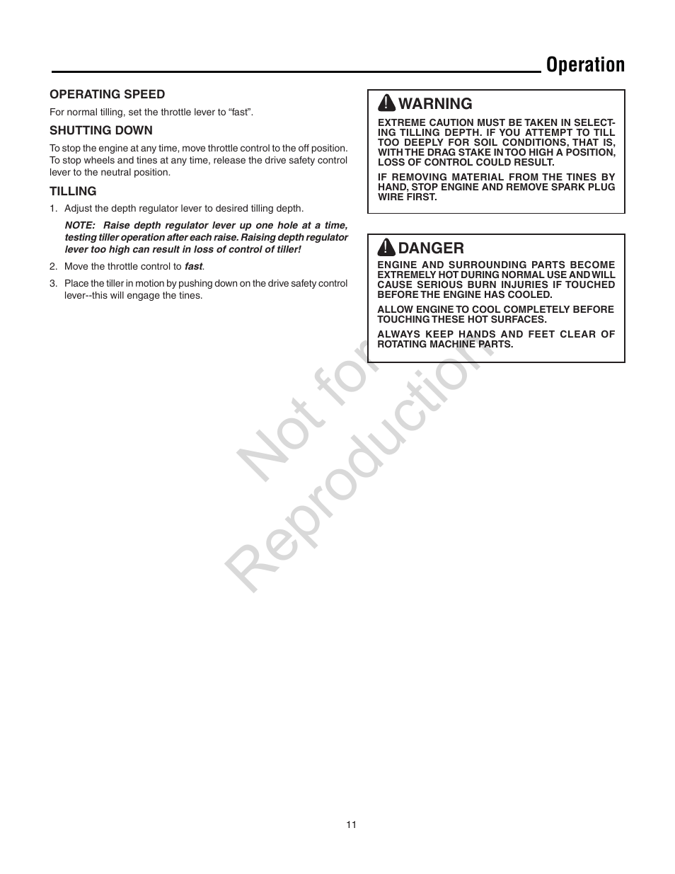 Not for reproduction | Simplicity Snapper 5521FT User Manual | Page 11 / 20