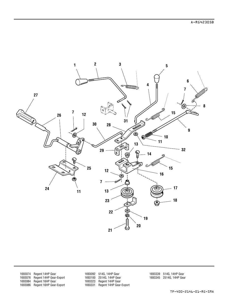 Drive controls group — gear models | Simplicity REGENT 500 User Manual | Page 12 / 60