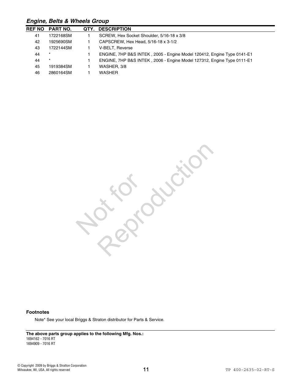Not for reproduction | Simplicity 7HP Series User Manual | Page 11 / 24