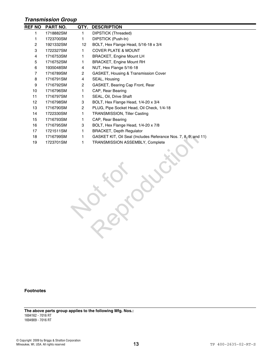 Not for reproduction | Simplicity 7HP Series User Manual | Page 13 / 24