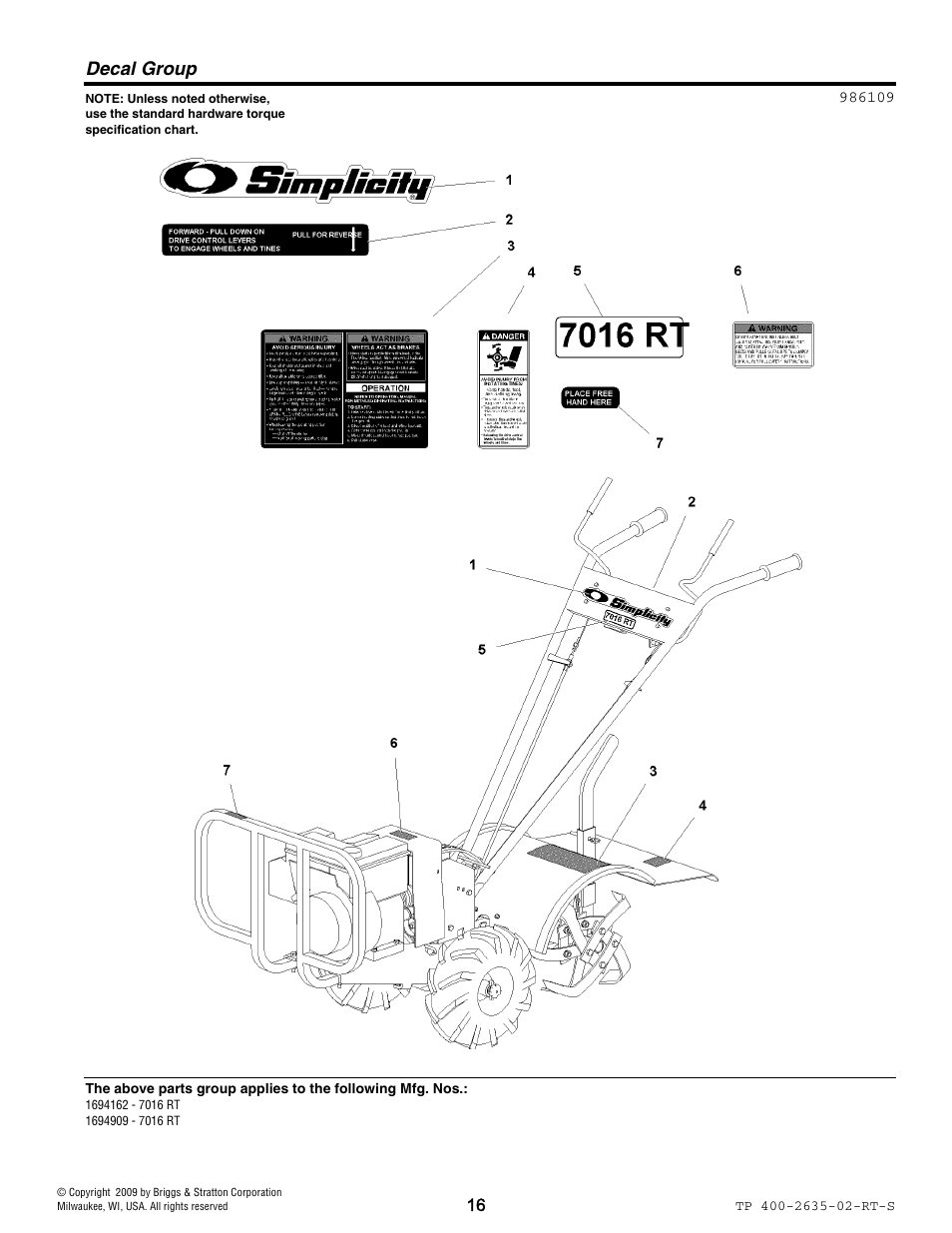 Not for reproduction | Simplicity 7HP Series User Manual | Page 16 / 24