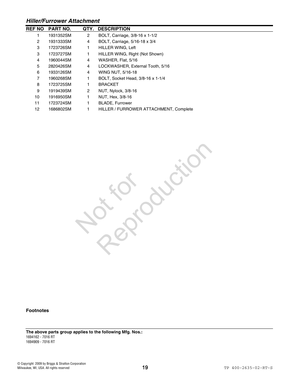 Not for reproduction | Simplicity 7HP Series User Manual | Page 19 / 24