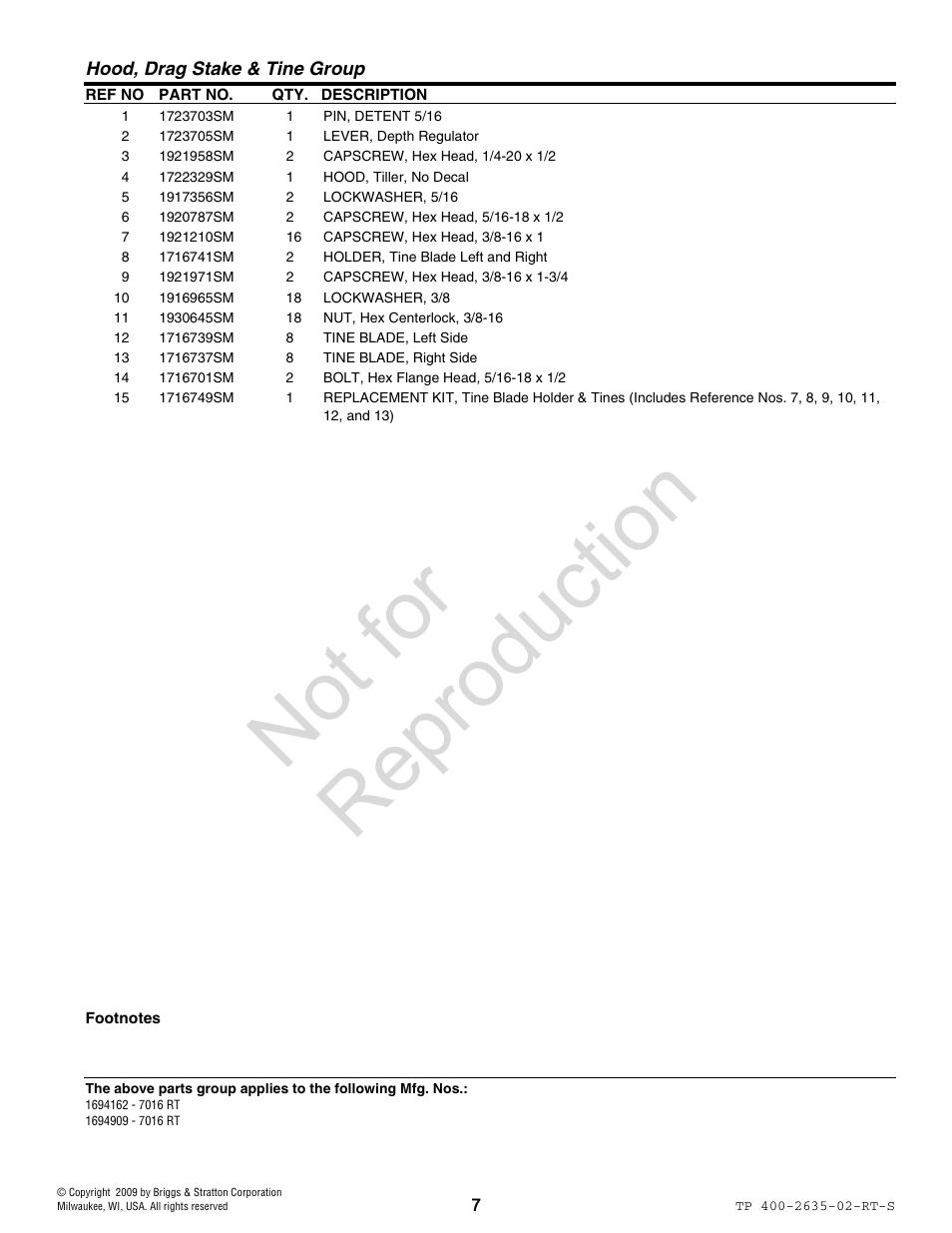 Not for reproduction | Simplicity 7HP Series User Manual | Page 7 / 24