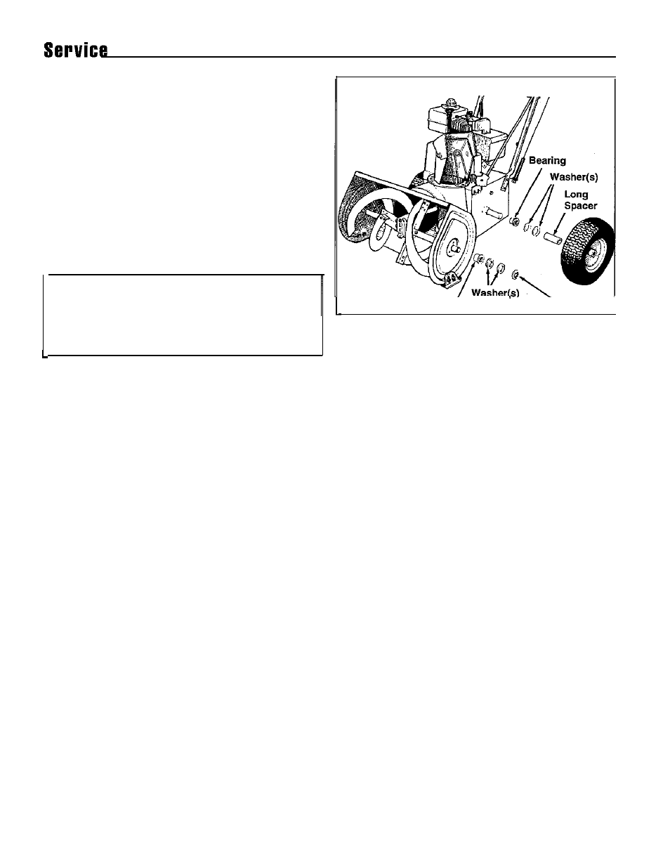 Wheel axle bearing replacement, Auger shaft bearing replacement | Simplicity 1691411 User Manual | Page 18 / 20