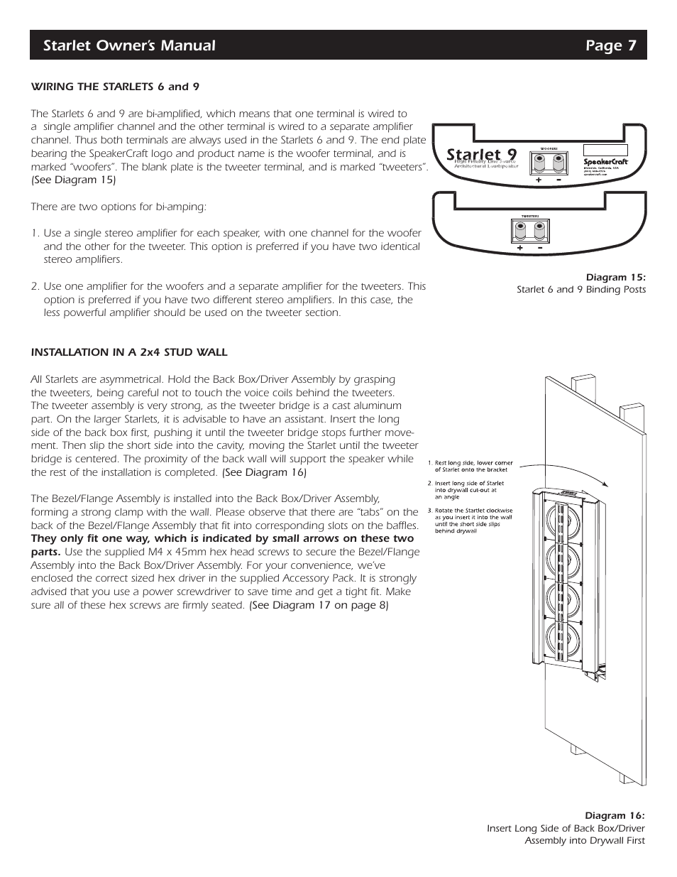 Starlet owner’s manual page 7 | SpeakerCraft Starlet Series Starlet 6 User Manual | Page 8 / 14