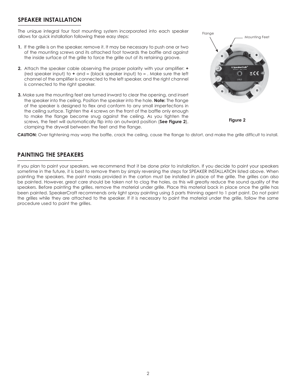 Speaker installation, Painting the speakers | SpeakerCraft CRS3 User Manual | Page 3 / 4