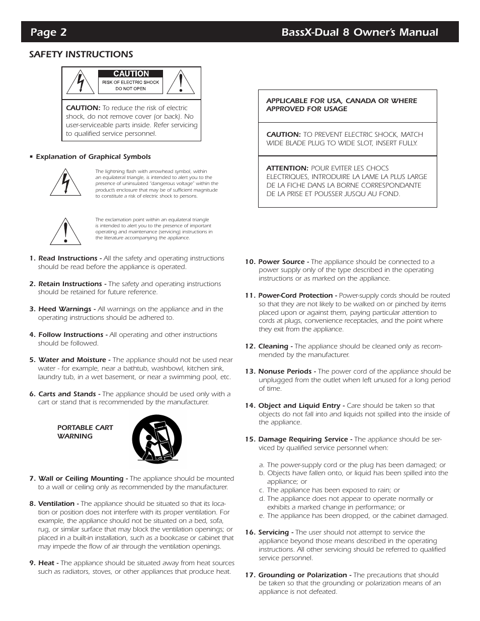 Page 2 bassx-dual 8 owner’s manual | SpeakerCraft Speaker User Manual | Page 2 / 6