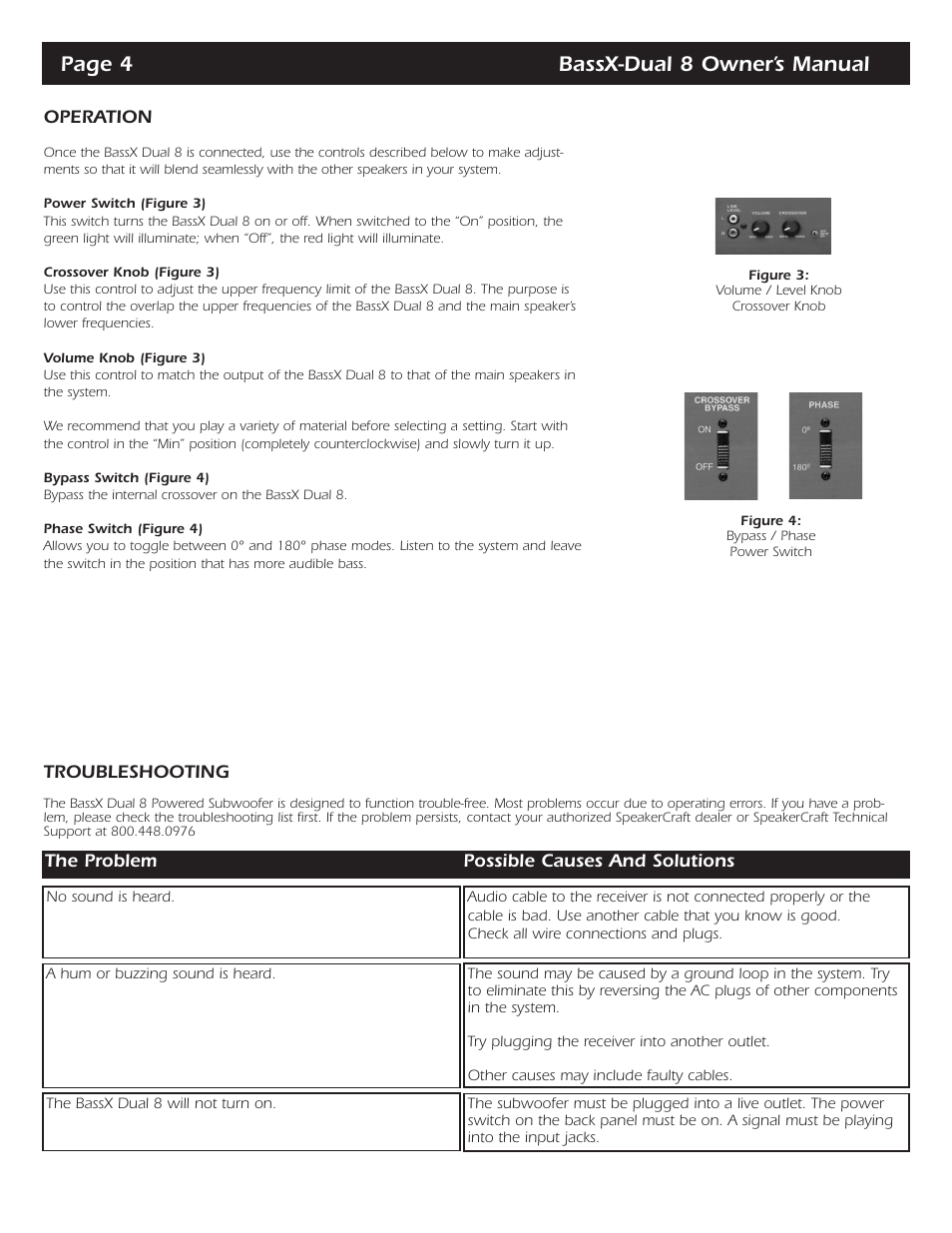 Page 4 bassx-dual 8 owner’s manual | SpeakerCraft Speaker User Manual | Page 4 / 6