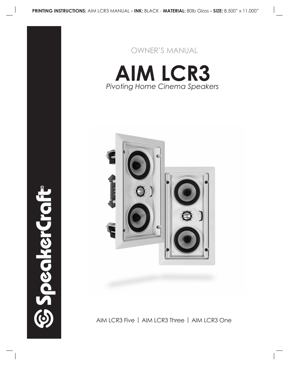 SpeakerCraft AIM LCR3 User Manual | 4 pages