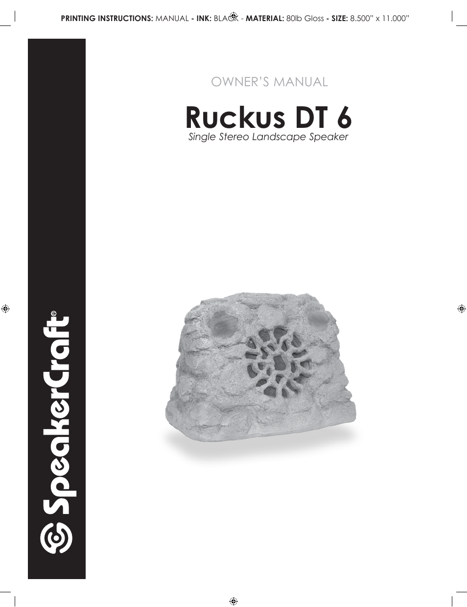 SpeakerCraft RUCKUS DT 6 User Manual | 4 pages
